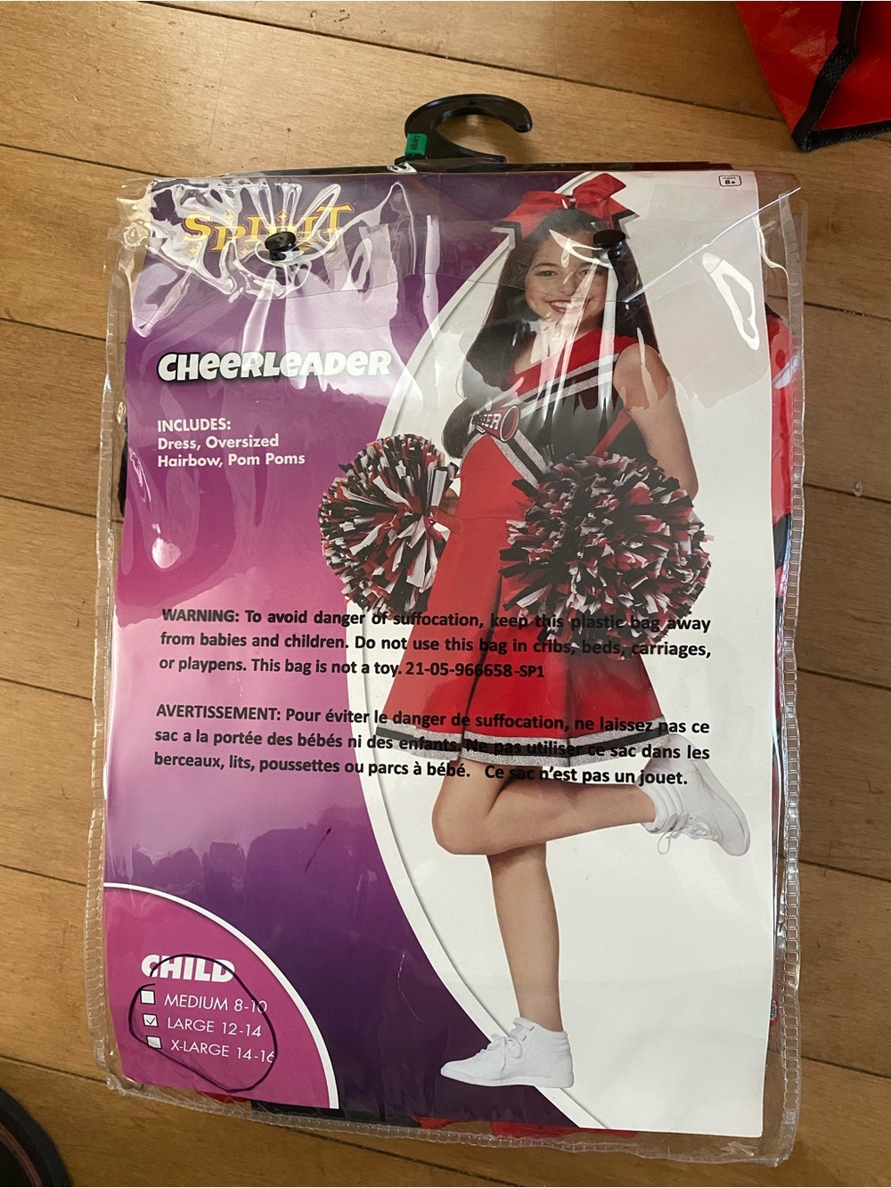 Spirit Girl's Red & Black Cheerleader Halloween Dress-Youth Large (12-14)